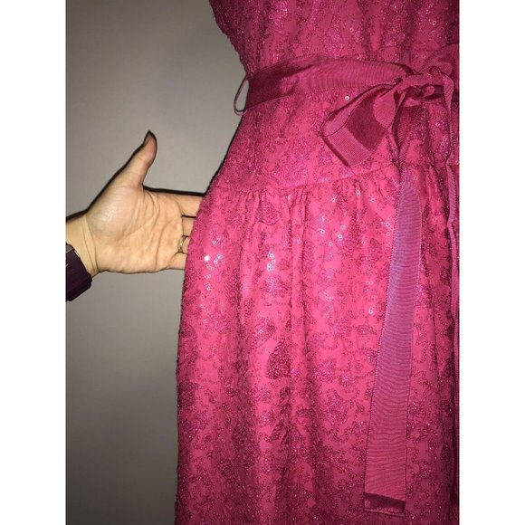 BCBG Max Azria "Katrina" Dark Pink Sequin Lace A-Line Dress, Size 2 NWT! $348 - Picture 8 of 10
